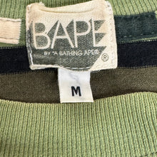 Load image into Gallery viewer, 2005 bape // kaws border stripe bendy college logo tee green
