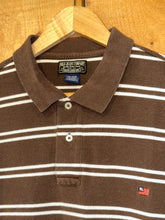 Load image into Gallery viewer, 2000s polo jeans ralph lauren flag emb stripe polo brown
