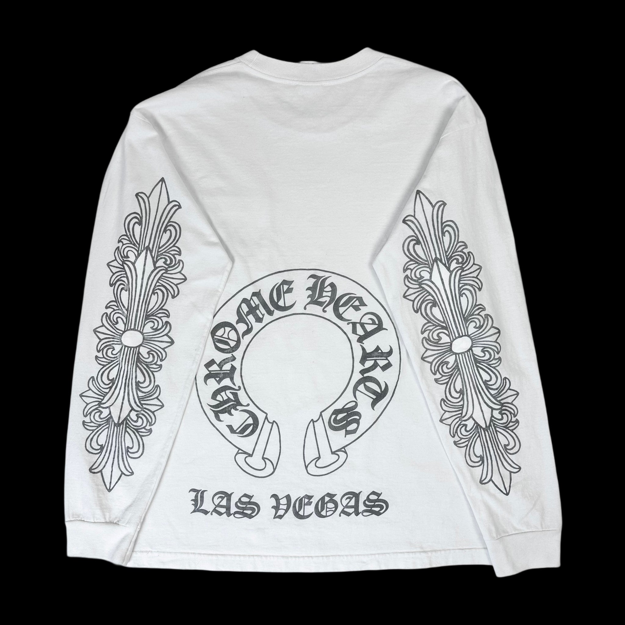 2000s chrome hearts las vegas grey horseshoe floral l/s white