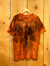 Load image into Gallery viewer, 2000s affliction winged reaper girl foil tee orange
