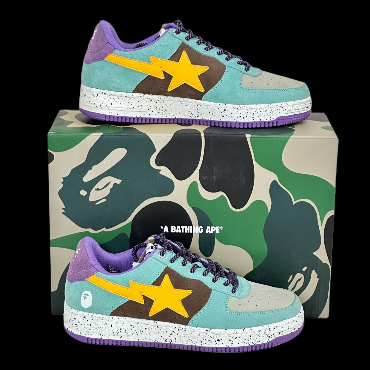 2022 a bathing ape bapesta acg brown yellow teal