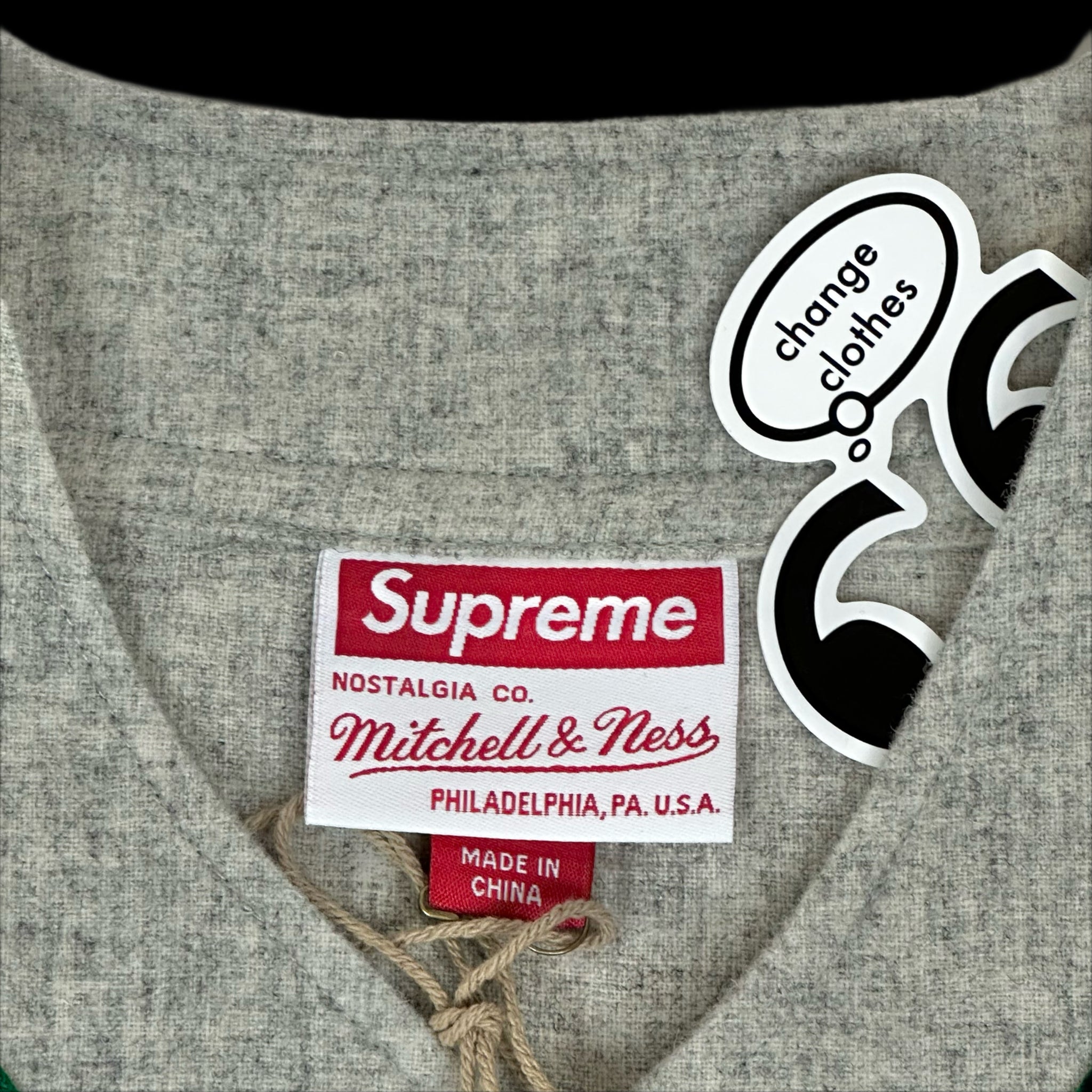 Supreme Mitchell & Ness Wool Baseball Jersey Grey