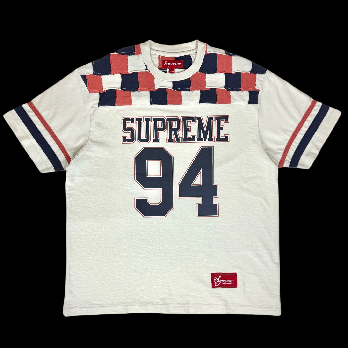 2024 supreme patchwork yoke football top stone