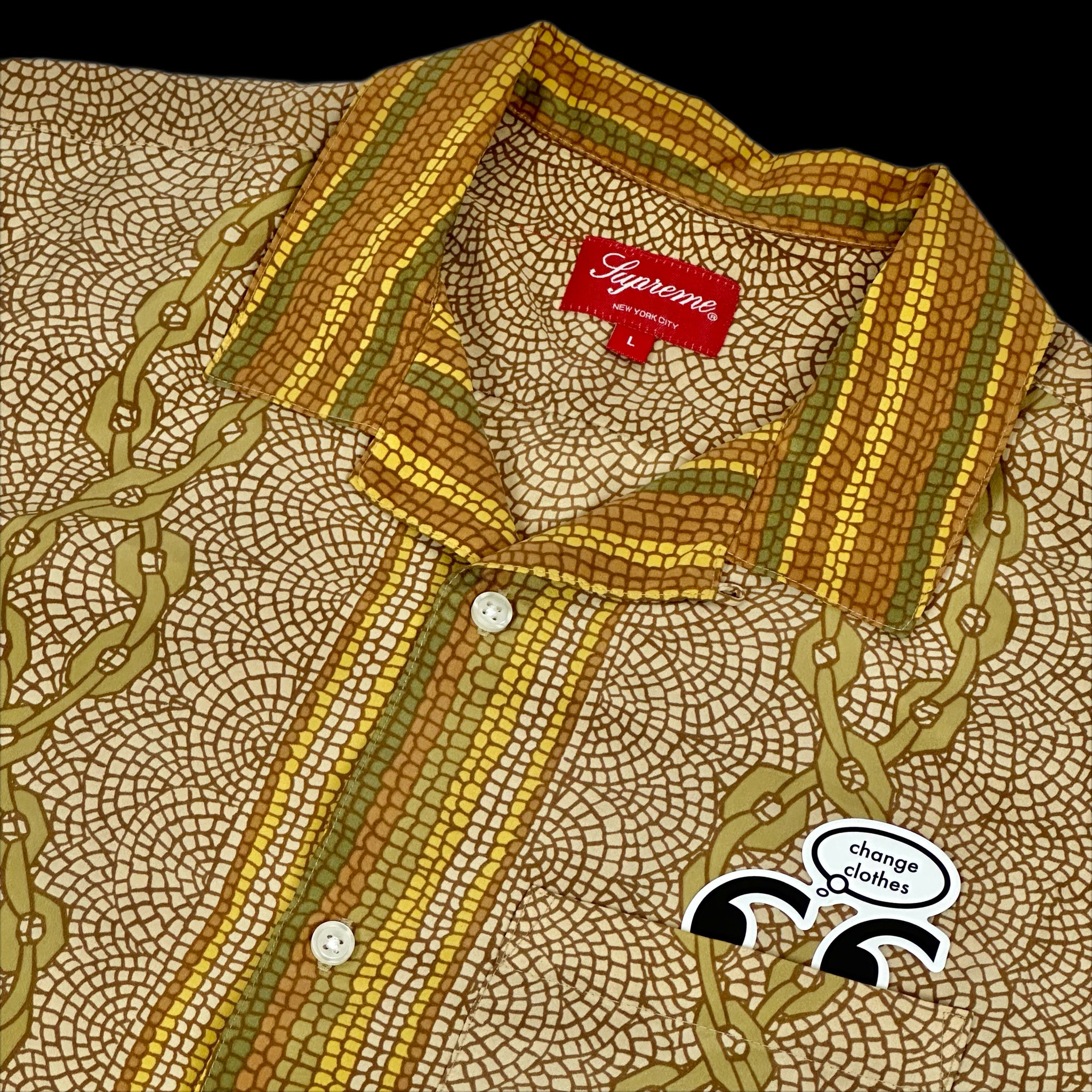 2020 supreme mosaic silk shirt – change clothes