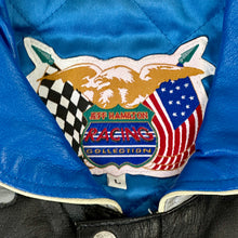 Load image into Gallery viewer, 2000 jeff hamilton nascar leather jacket blue diamond plate
