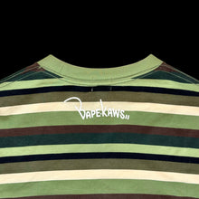 Load image into Gallery viewer, 2005 bape // kaws border stripe bendy college logo tee green
