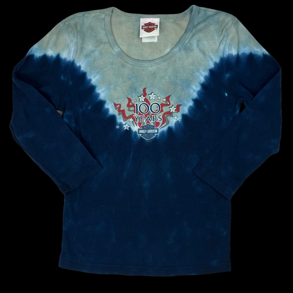 2003 harley womens 100 years tie dye l/s top