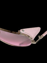 Load image into Gallery viewer, vintage chrome hearts chute sunglasses pink lenses leather silver frame
