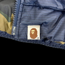 Load image into Gallery viewer, 2012 bape mountain puffer jacket camo inside full zip
