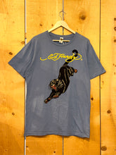 Load image into Gallery viewer, 2000s ed hardy panther rhinestone tee slate blue
