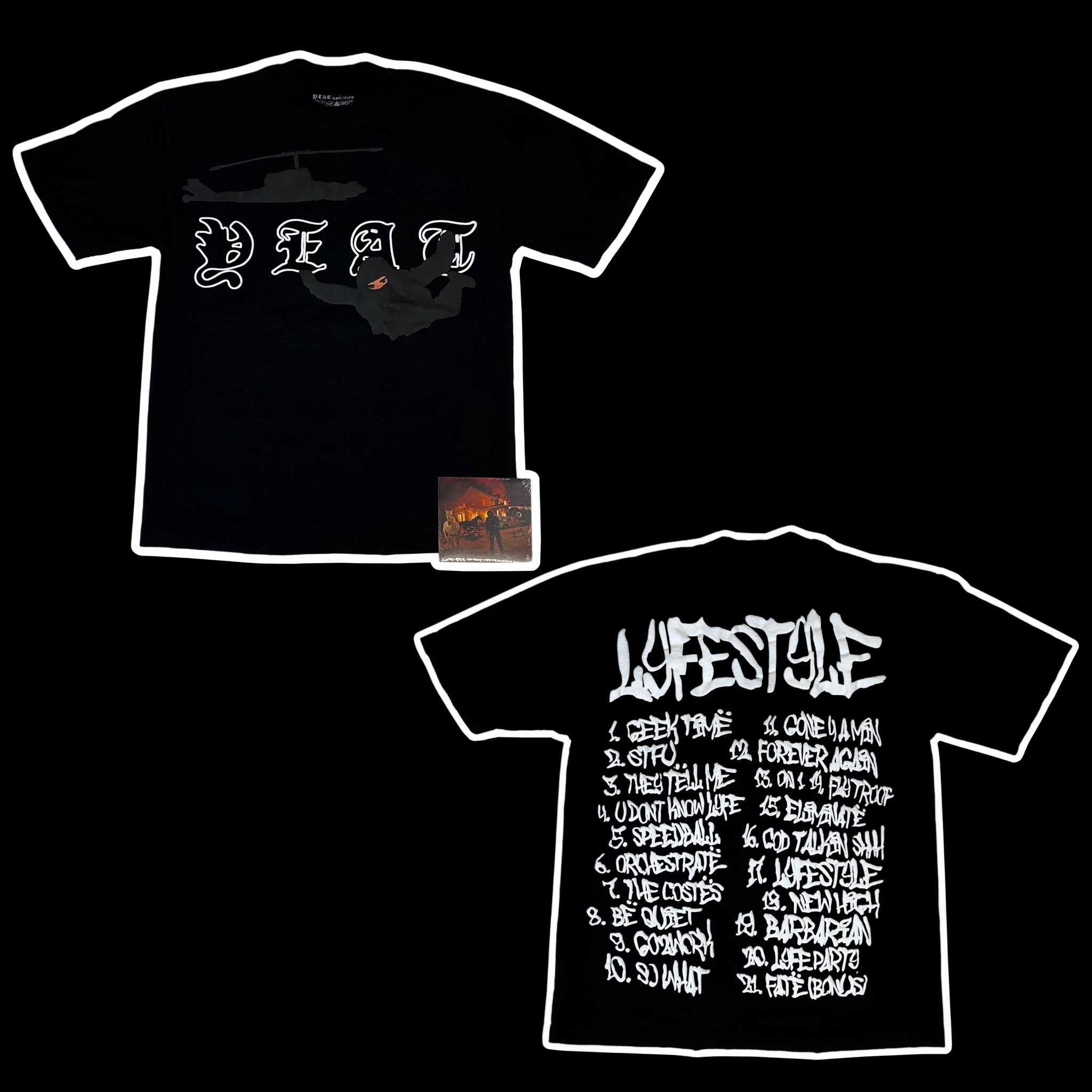 FONQ LIFE STYLE 2024 Tシャツ ブラック 2024 cpfm // yeat lyfestyle tracklist tee – change clothes