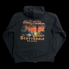Load image into Gallery viewer, harley davidson scottsdale dry heat zip up hoodie orange hood
