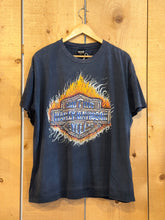 Load image into Gallery viewer, 90s harley fun wear chrome flames shield tee
