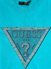 Load image into Gallery viewer, 90s guess triangle logo tee cyan
