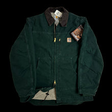 Load image into Gallery viewer, vintage carhatt sherpa lined ridge coat dark green
