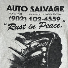 Load image into Gallery viewer, 2020 billy hill auto salvage rust in peace crewneck grey
