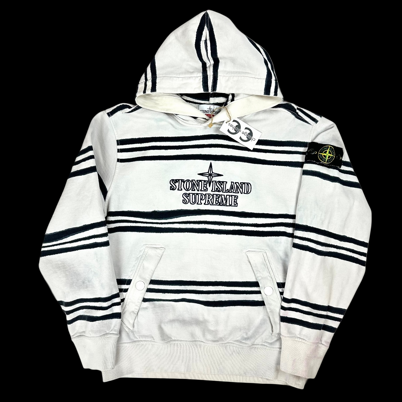 2020 supreme // stone island warp stripe hoodie