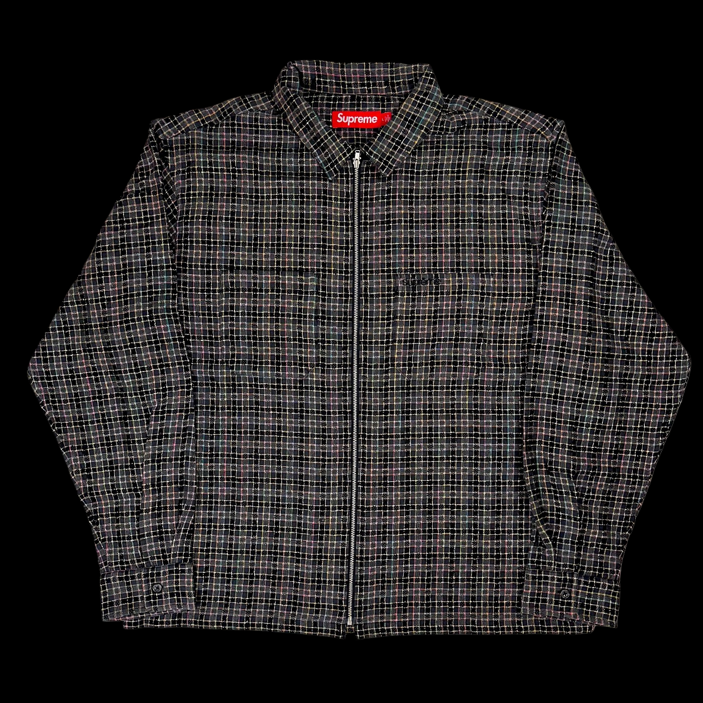 2025 supreme metallic plaid zip up flannel