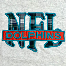 Load image into Gallery viewer, 90s miami dolphins plaid applique NFL tee
