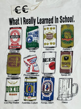 Load image into Gallery viewer, late 90s what i really learned in school beers tee
