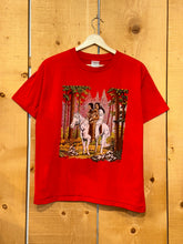 Load image into Gallery viewer, 90s native american forest illustration tee red
