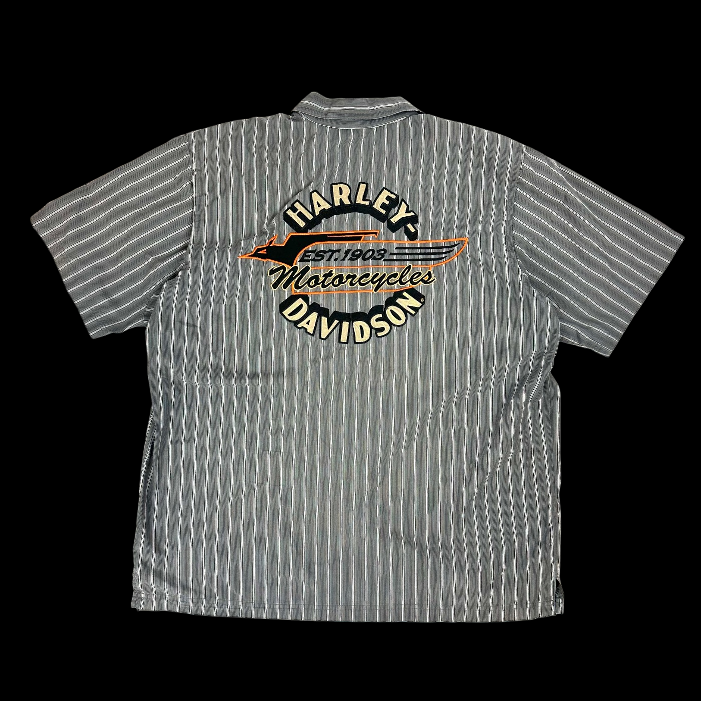 90s harley striped mechancis shirt