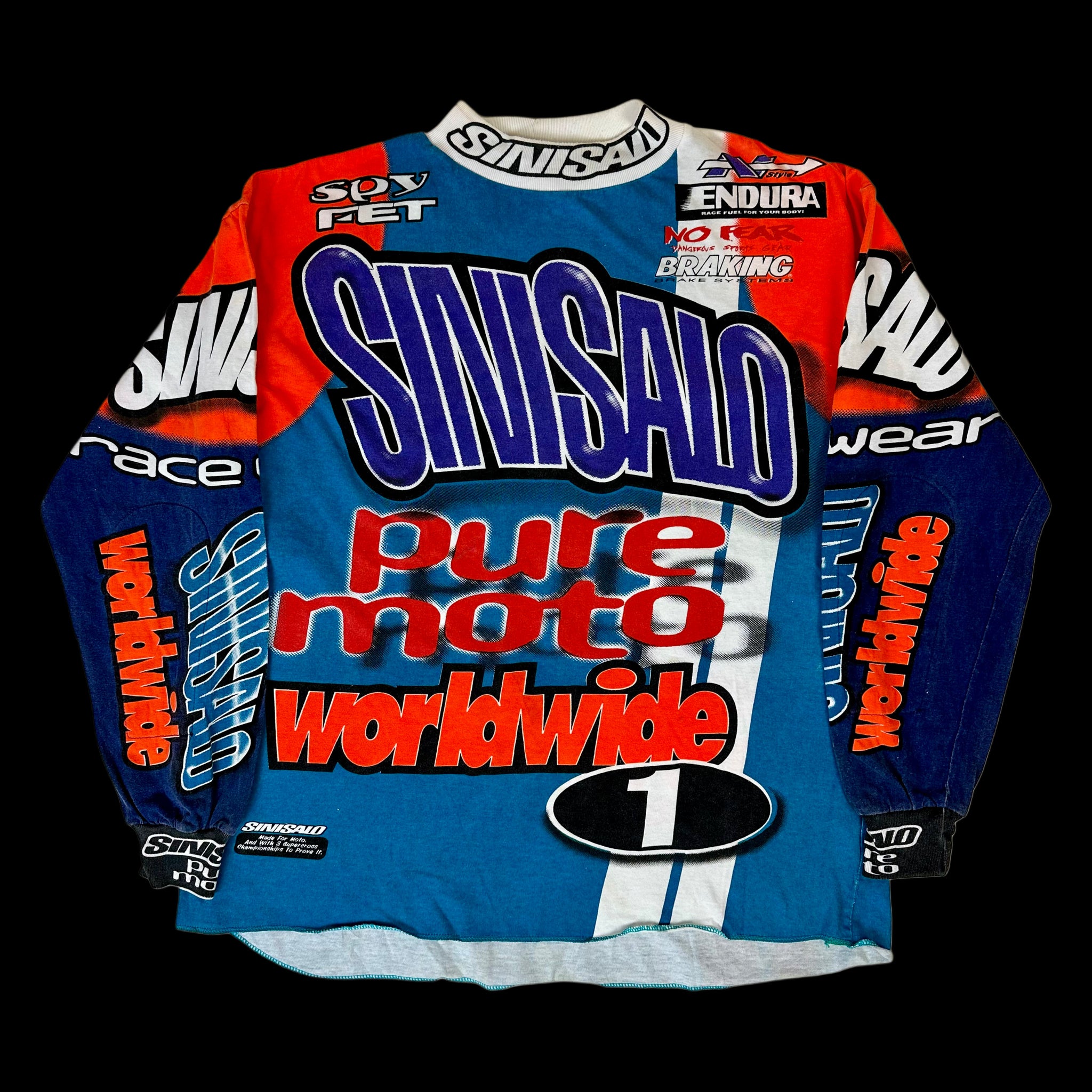 90s sinisalo pure moto racing top blue orange – change clothes