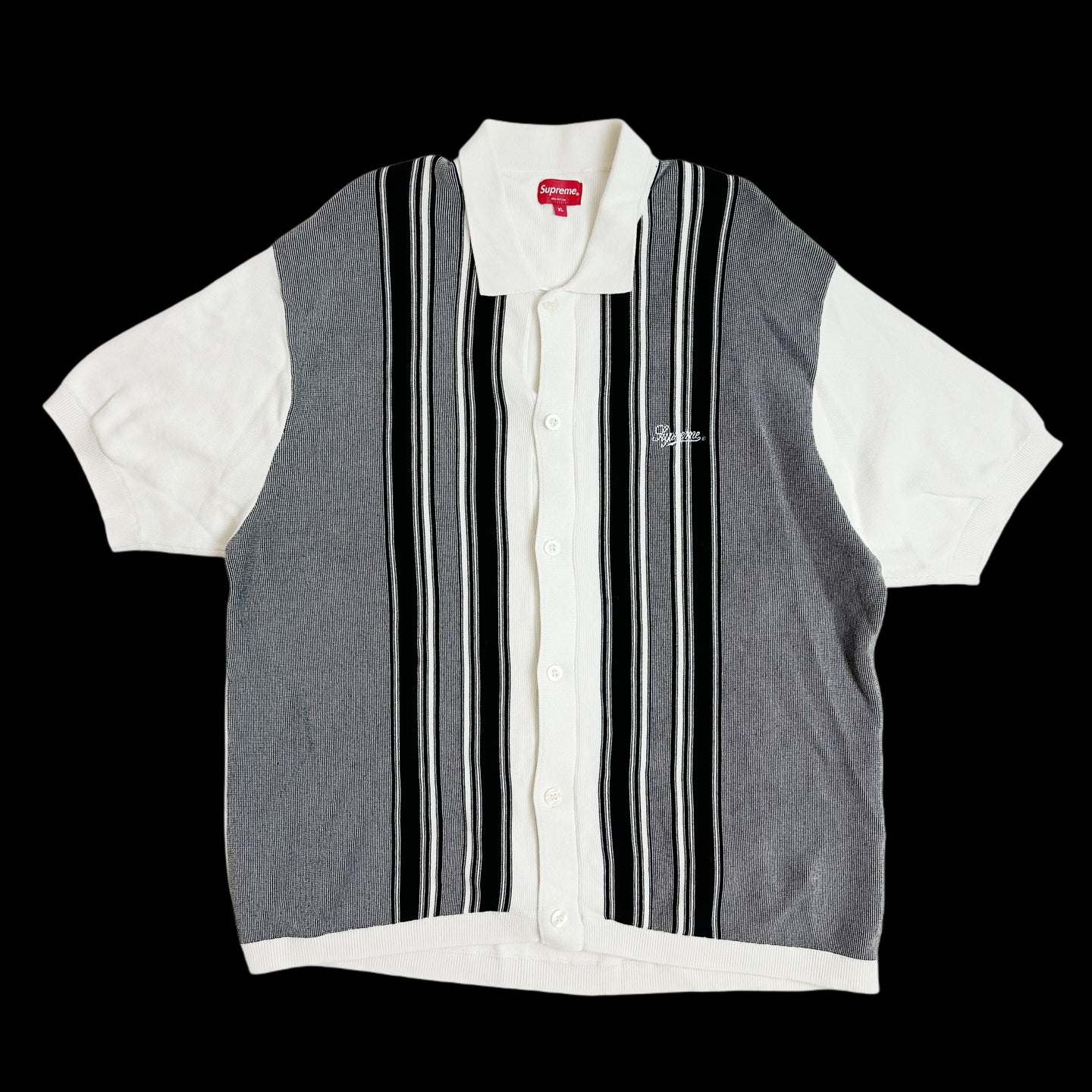 2022 supreme stripe button up knit polo shirt