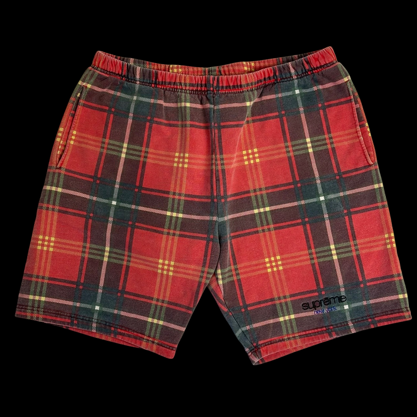 2021 supreme plaid sweat shorts red