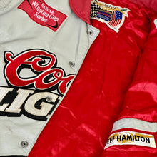 Load image into Gallery viewer, 90s jeff hamilton coors light racing jacket grey red
