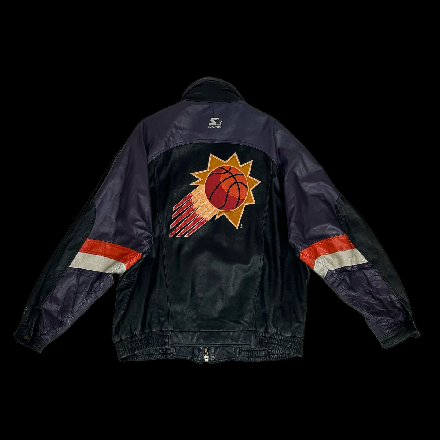 1990s phoenix suns starter leather jacket