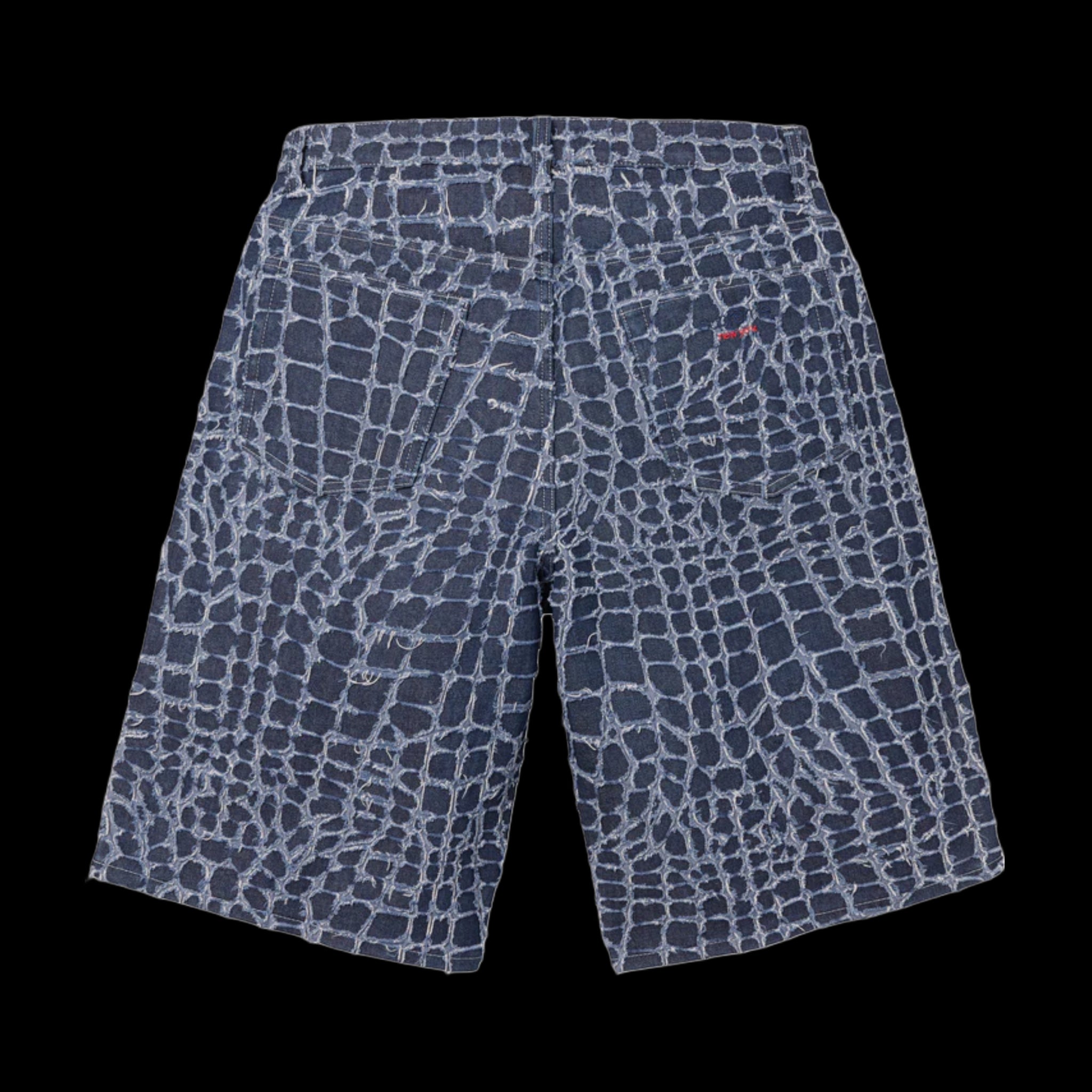 2025 supreme frayed croc baggy denim shorts – change clothes