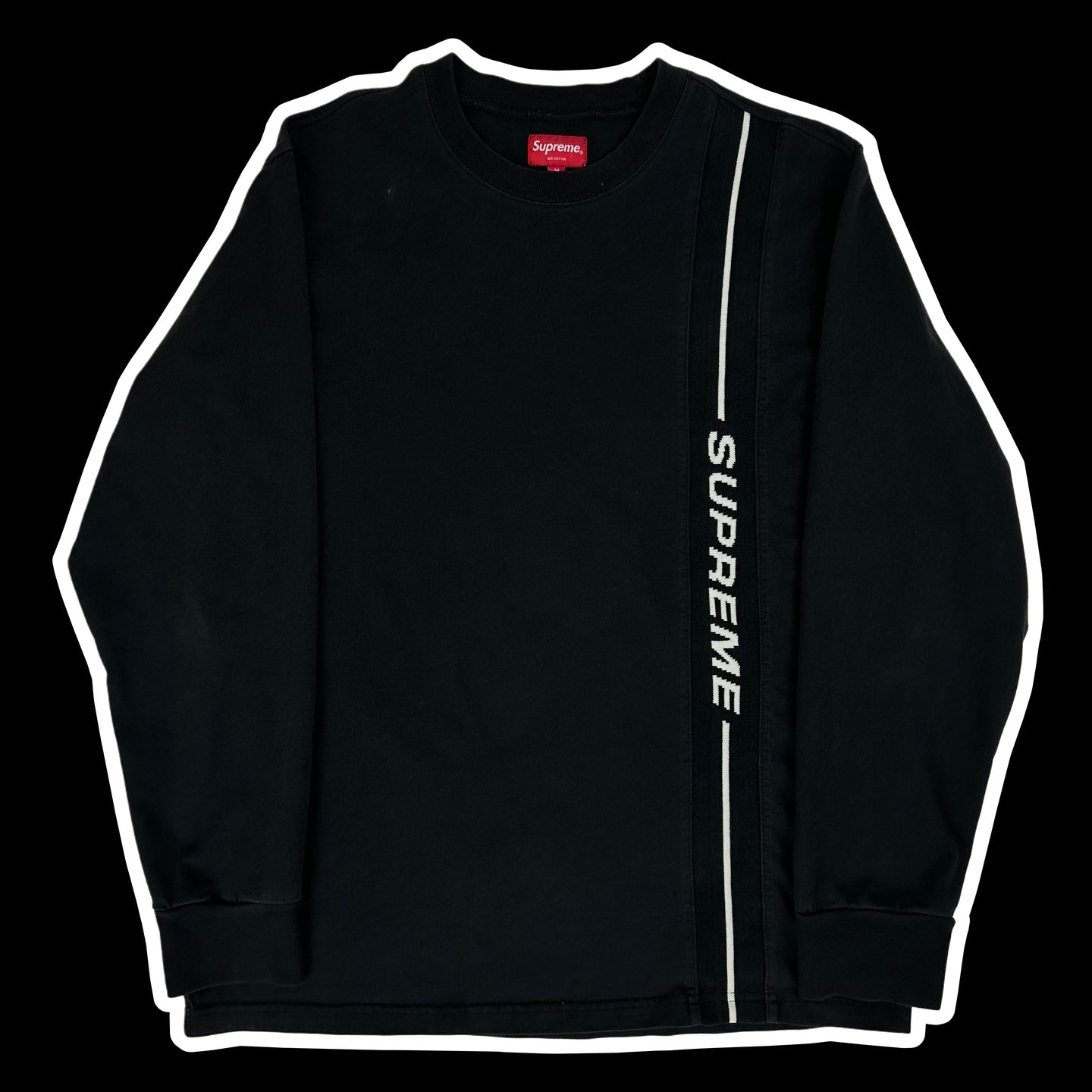 2018 supreme vertical logo stripe l/s tee