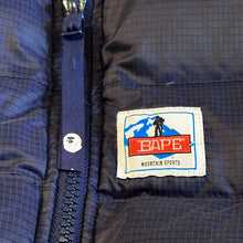 Load image into Gallery viewer, 2012 bape mountain puffer jacket camo inside full zip
