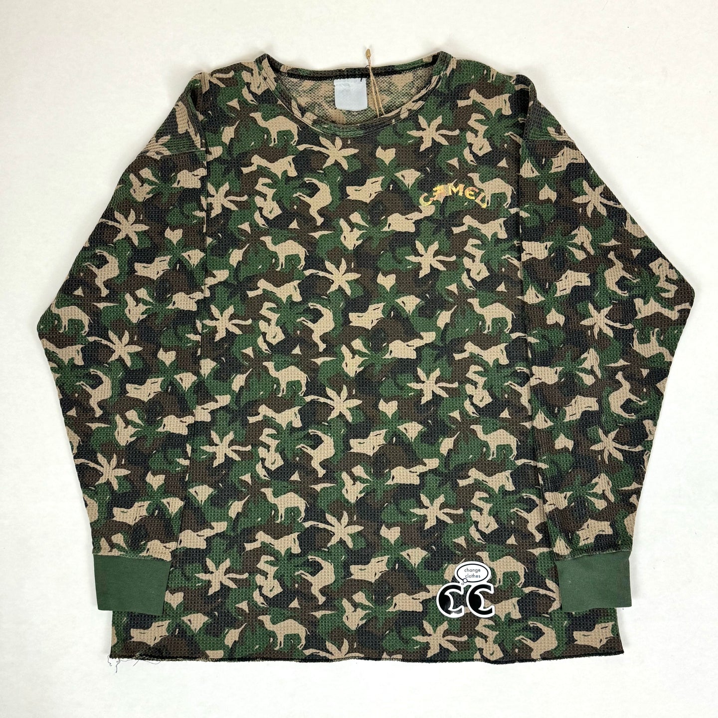 camel camo waffle knit thermal