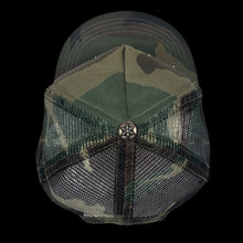 Load image into Gallery viewer, 2000s chrome hearts camo orange triple star trucker hat
