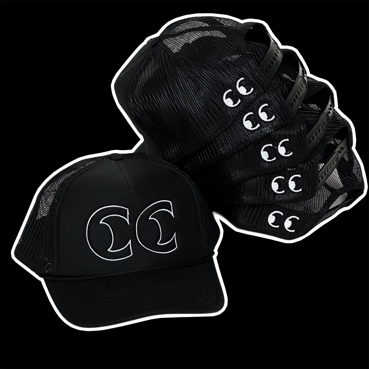 cc eyes logo outline trucker hat