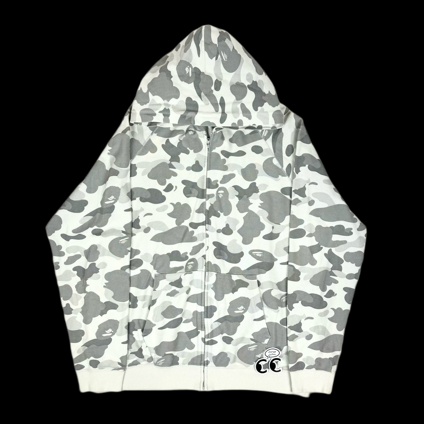 2008 bape snow camo pique zip up hoodie