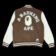 Load image into Gallery viewer, 2007 bape sweat varsity jacket brown
