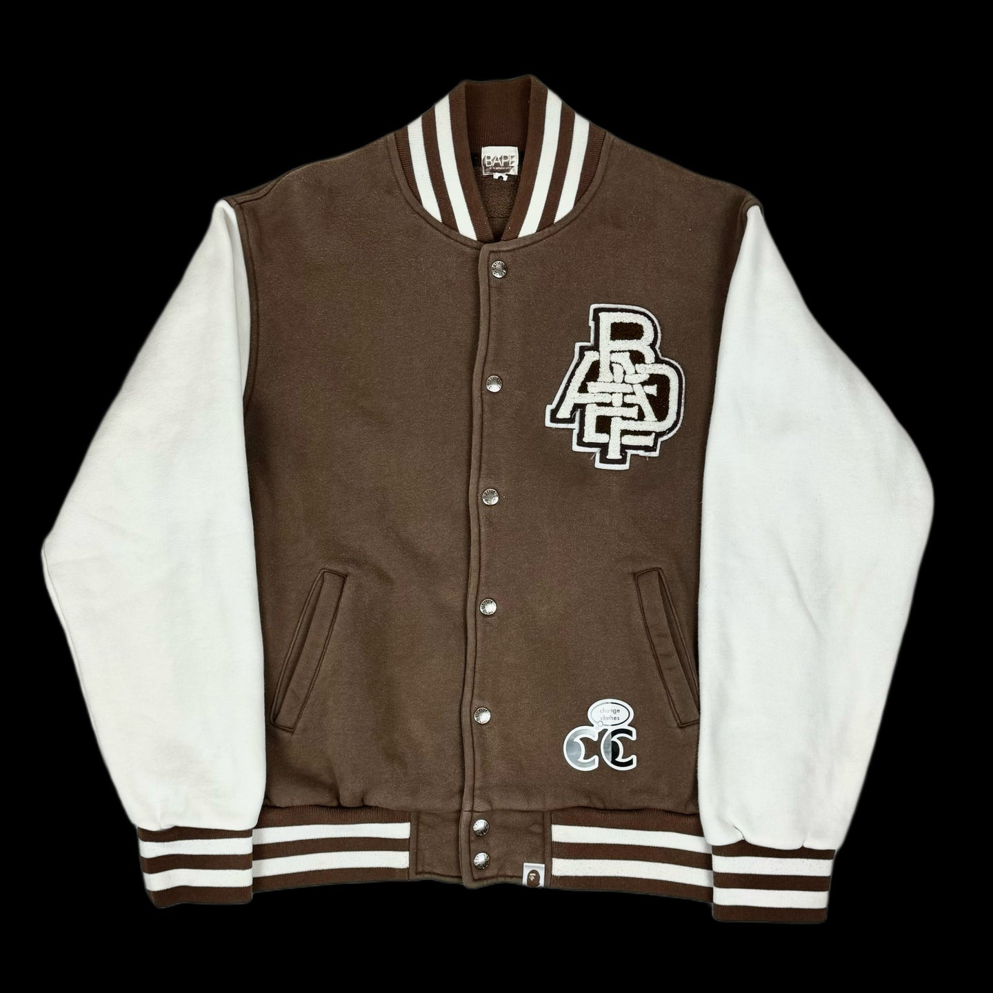 2007 bape sweat varsity jacket brown