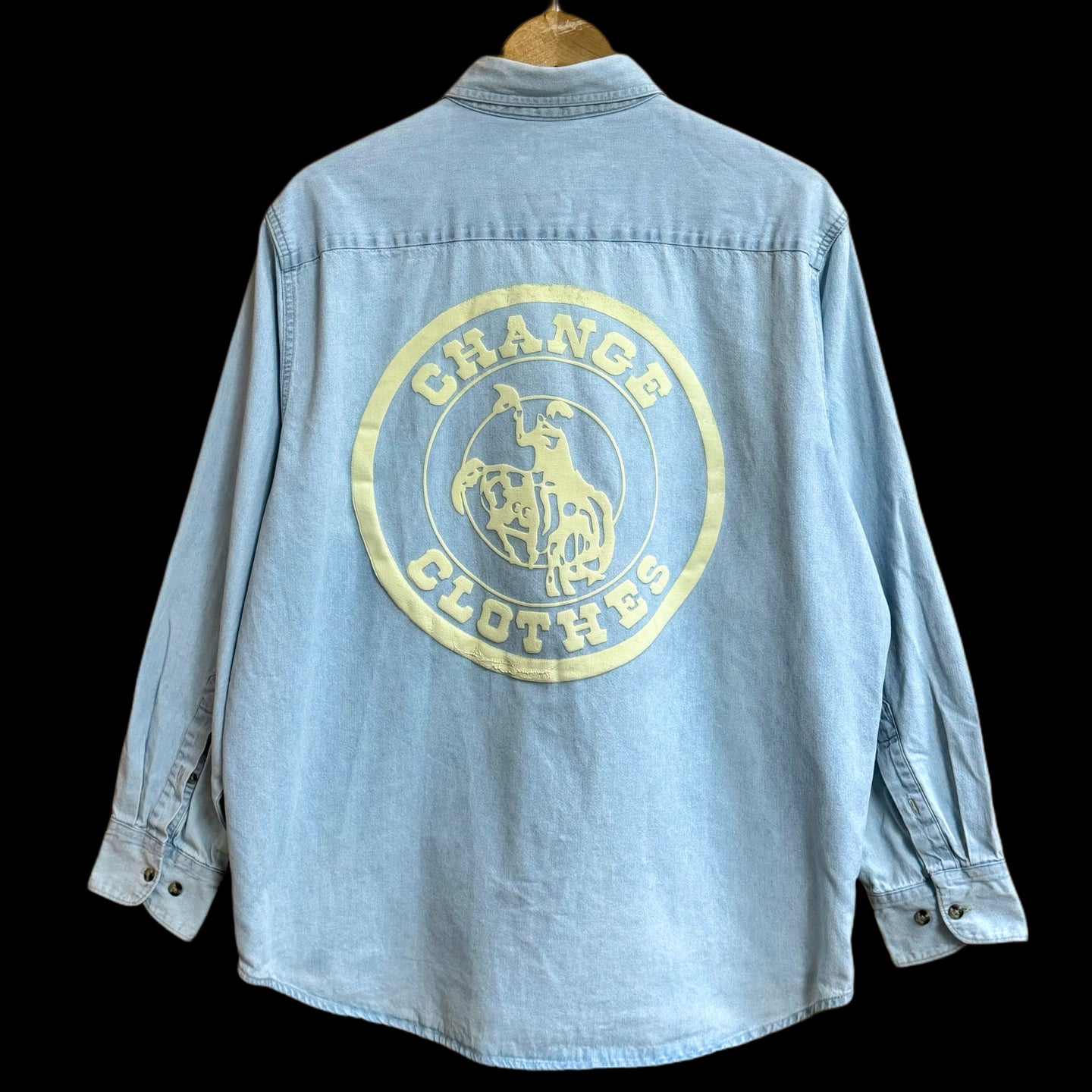 cc puff badge vintage denim shirt