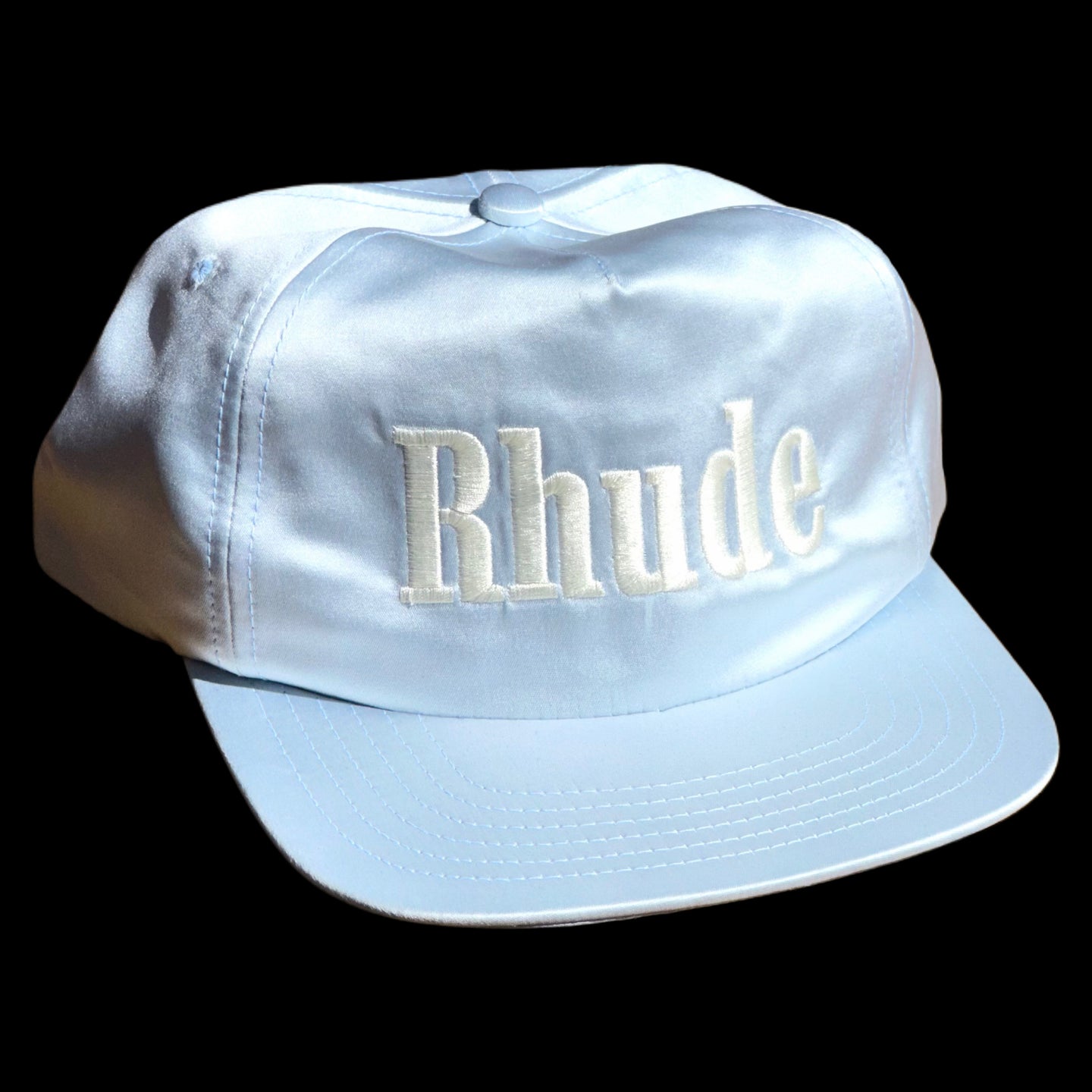 2024 rhude satin logo hat sky blue