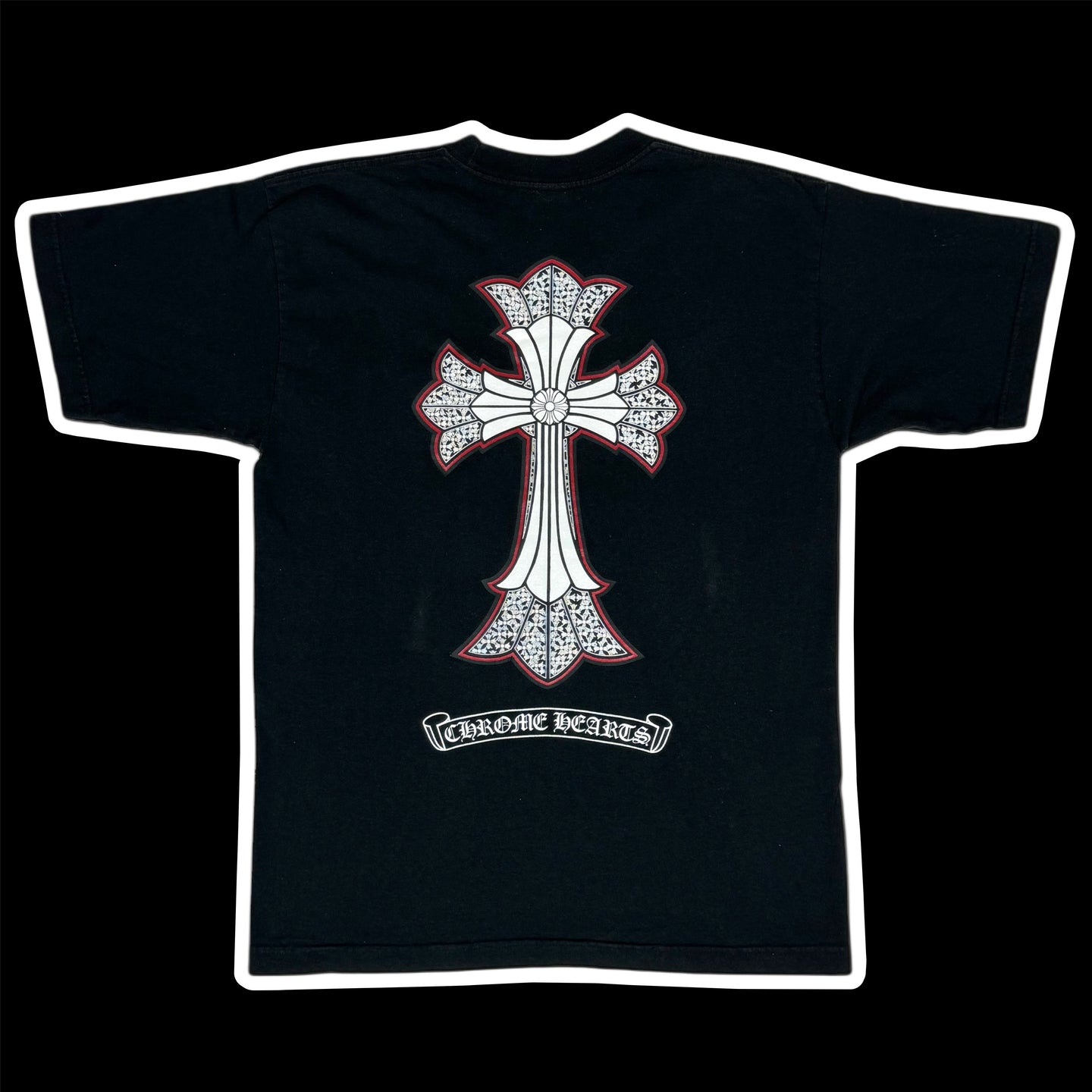 2000s chrome hearts double cross red outline tee