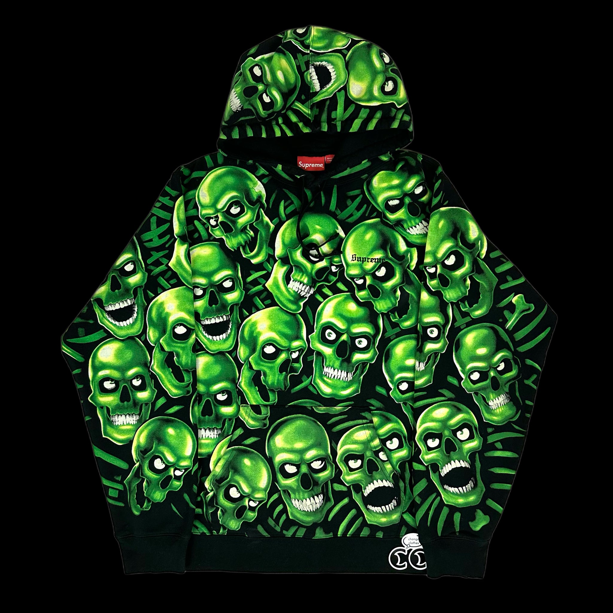 Supreme glow n Dark fashion skull Hoodie