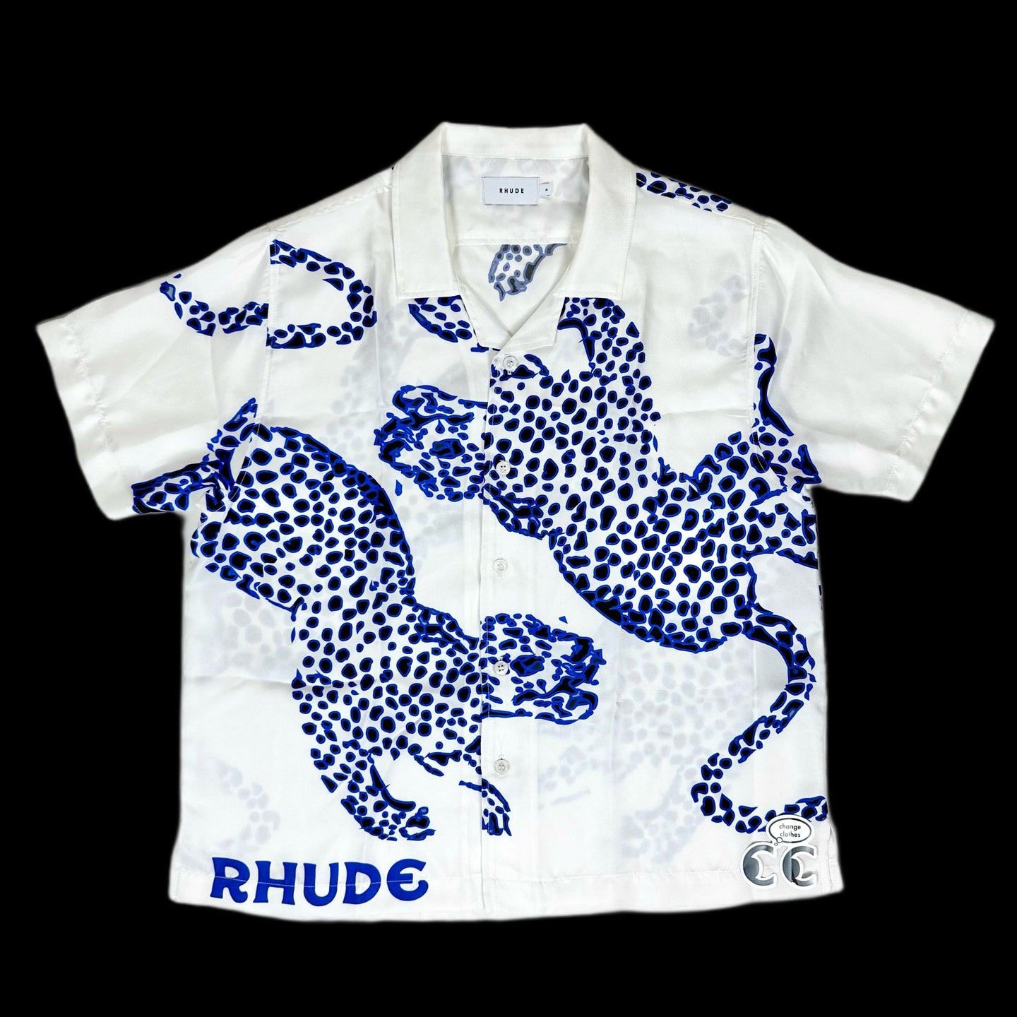 rhude silk leopard button up