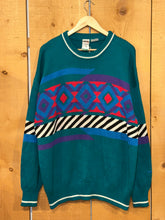 Load image into Gallery viewer, 90s head sportswear retro print knit sweater teal
