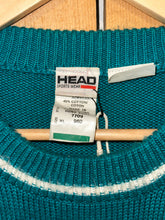 Load image into Gallery viewer, 90s head sportswear retro print knit sweater teal
