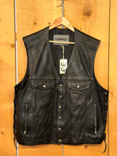 Load image into Gallery viewer, vintage unik leathe vest iron cross + skulls
