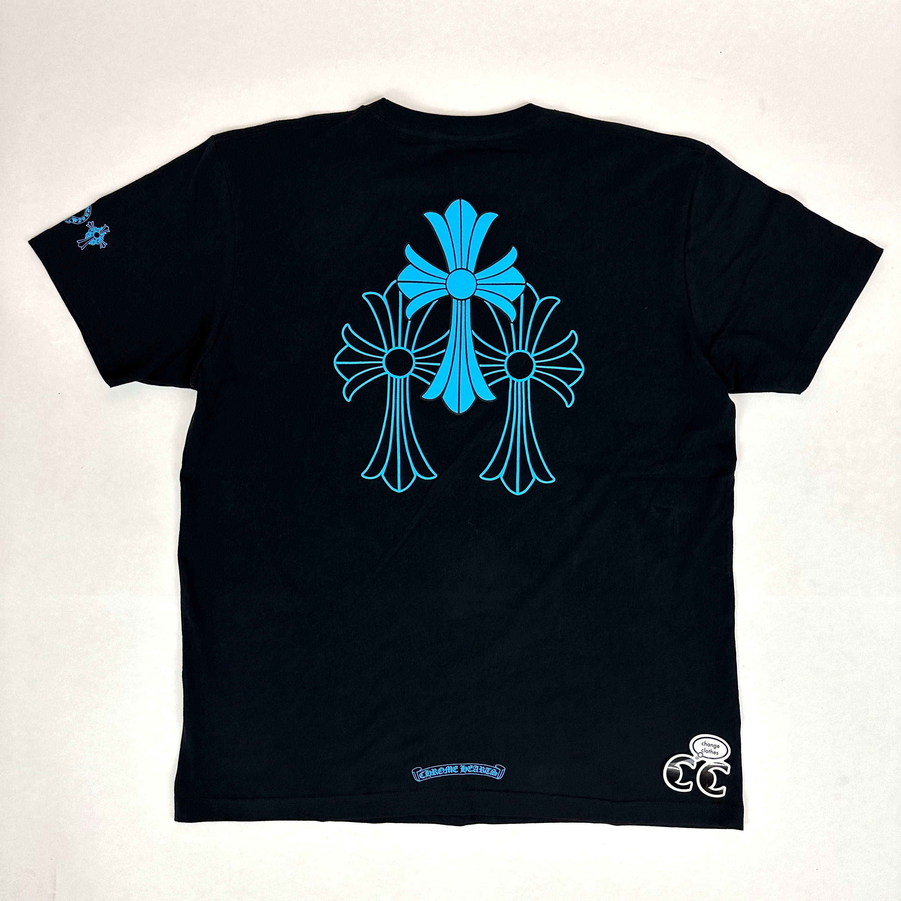 chrome hearts triple cross tee light blue – change clothes