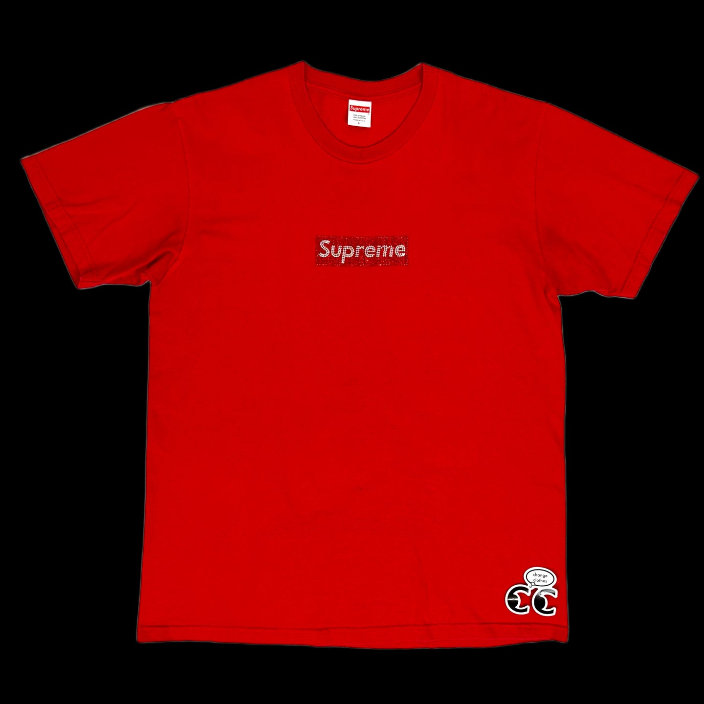 2019 supreme // swarovski box logo tee